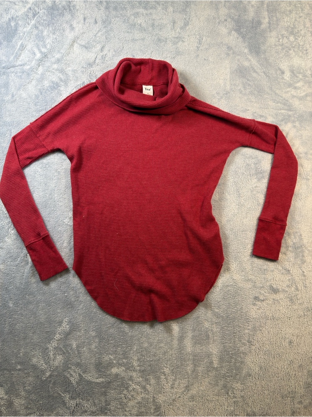 Aritzia TNA Burgundy Cowl Neck Ribbed Sweater - Women's #3226